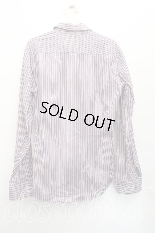 画像2: ヴィヴィアンウエストウッド MAN 中古 / ストライプシャツ 44(メンズS相当相当) 赤×灰  H-25-12-21-013-bl-IN-ZH (2)