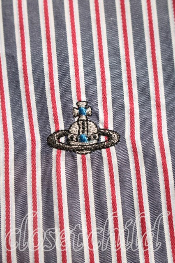 画像6: ヴィヴィアンウエストウッド MAN 中古 / ストライプシャツ 44(メンズS相当相当) 赤×灰  H-25-12-21-013-bl-IN-ZH (6)