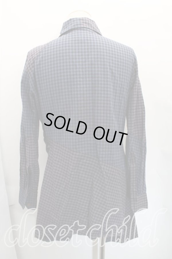 画像2: ヴィヴィアンウエストウッド MAN 中古 / ギンガムチェックロングシャツ 48（メンズL相当） 青  H-25-12-21-014-bl-OD-ZH (2)