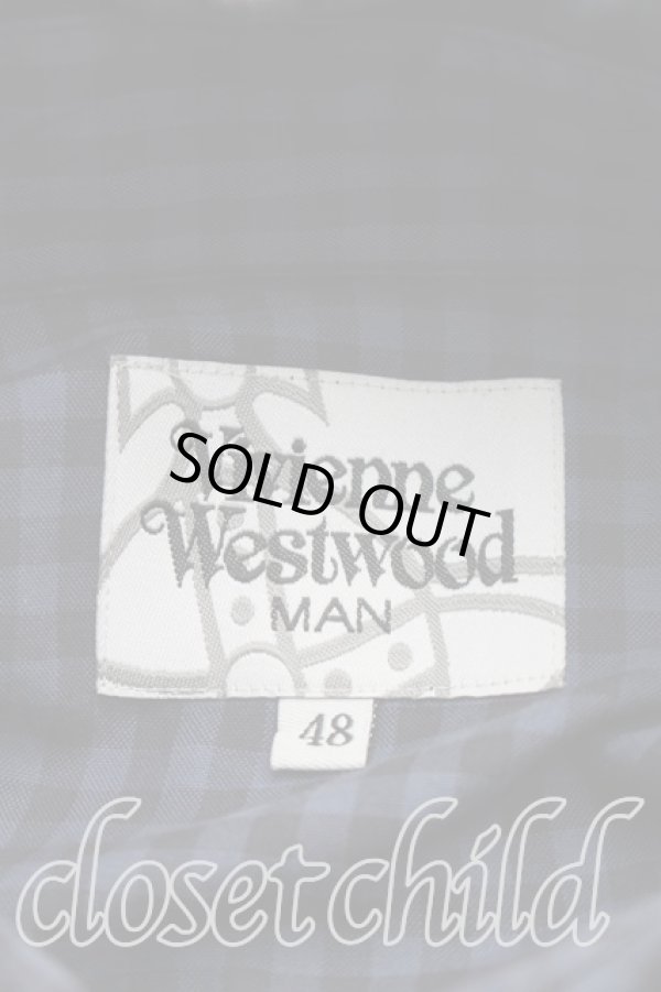 画像3: ヴィヴィアンウエストウッド MAN 中古 / ギンガムチェックロングシャツ 48（メンズL相当） 青  H-25-12-21-014-bl-OD-ZH (3)