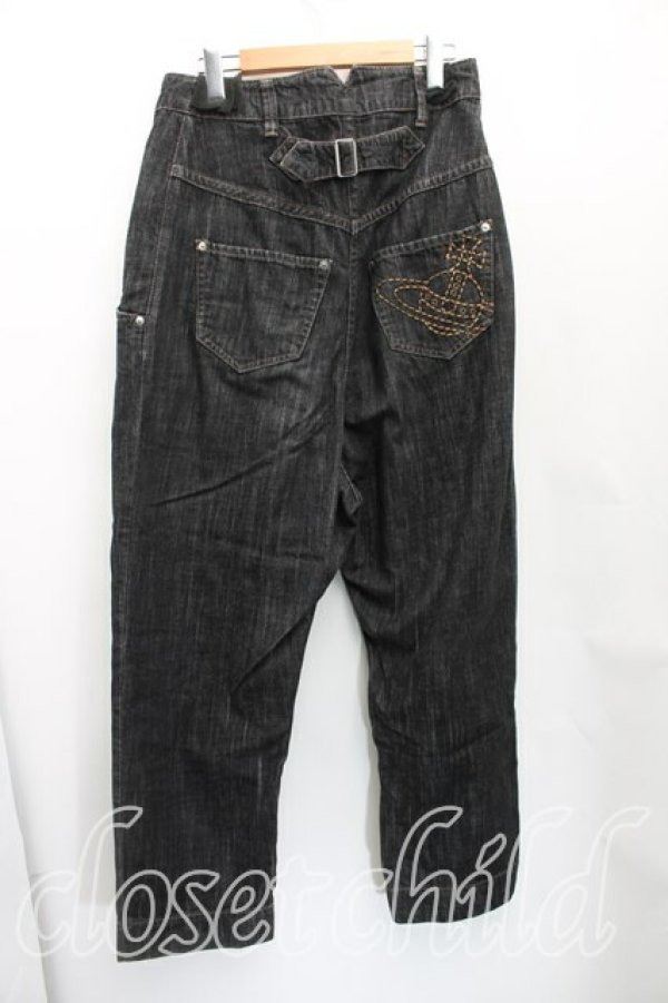 画像2: ヴィヴィアンウエストウッド 中古 / ステッチオーブサルエルデニム 2（9号相当） インディゴ  H-25-12-28-019-pa-OD-ZH (2)