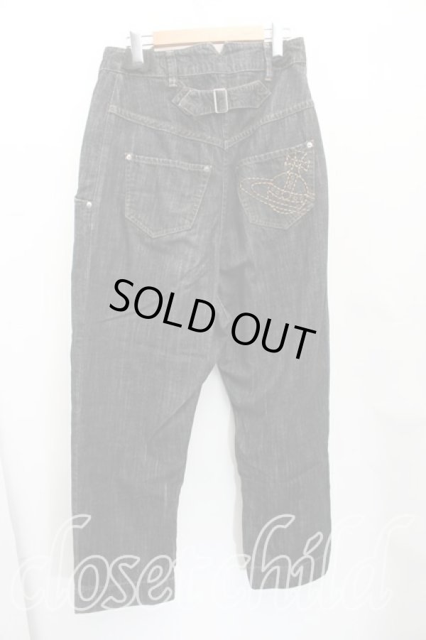 画像2: ヴィヴィアンウエストウッド 中古 / ステッチオーブサルエルデニム 2（9号相当） インディゴ  H-25-12-28-019-pa-OD-ZH (2)