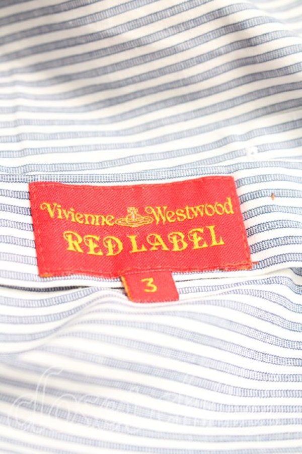 画像3: ヴィヴィアンウエストウッド 中古 / 単色オーブ刺繍ストライプシャツ 3（11号相当） 灰ｘ白  H-25-12-28-023-bl-OD-ZH (3)