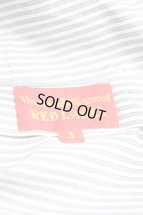 画像3: ヴィヴィアンウエストウッド 中古 / 単色オーブ刺繍ストライプシャツ 3（11号相当） 灰ｘ白  H-25-12-28-023-bl-OD-ZH (3)