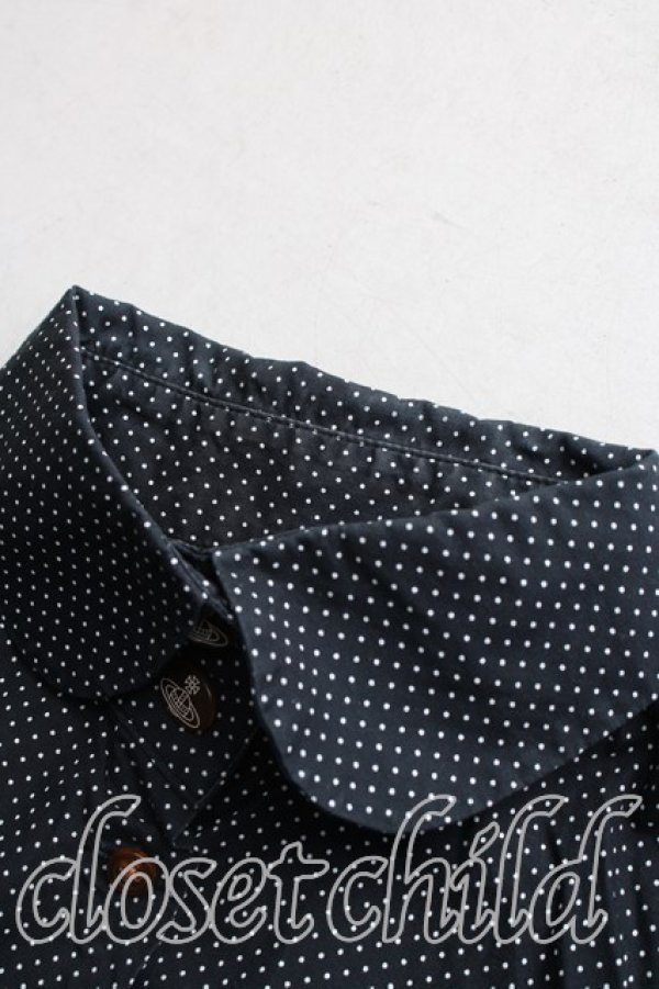 画像6: ヴィヴィアンウエストウッド 中古 / エッセンシャルオーブ刺繍ドットシャツ 3（11号相当） 黒  H-25-12-28-024-bl-OD-ZH (6)