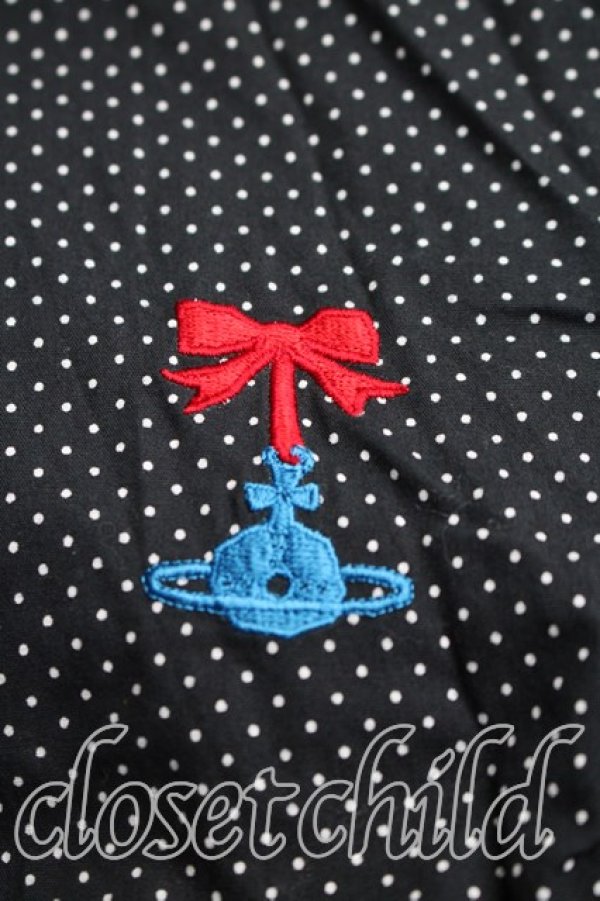 画像7: ヴィヴィアンウエストウッド 中古 / エッセンシャルオーブ刺繍ドットシャツ 3（11号相当） 黒  H-25-12-28-024-bl-OD-ZH (7)