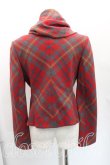 画像2: ヴィヴィアンウエストウッド 中古 / タータンチェックフロントアシメジャケット 3（11号相当） 赤  H-25-12-28-003-jc-OD-ZH (2)