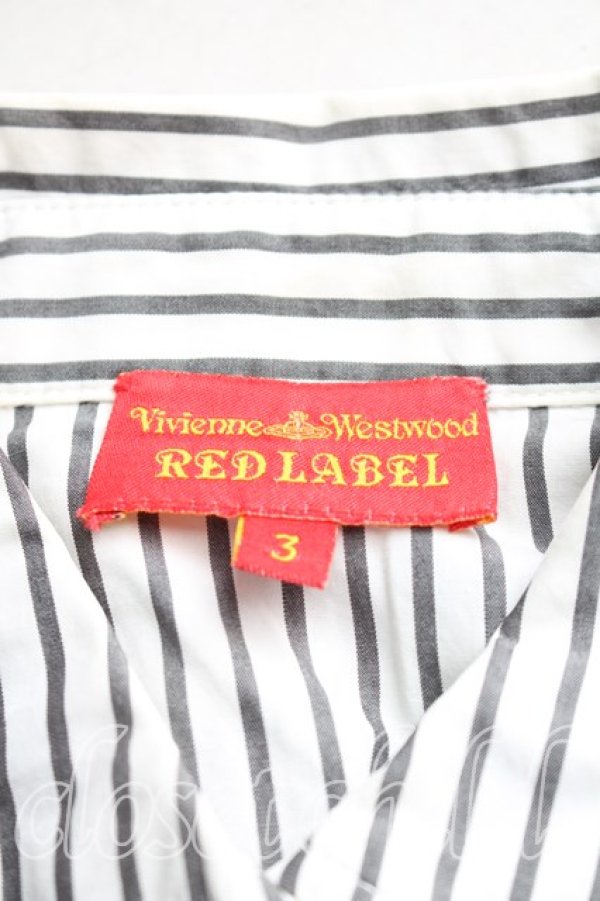 画像3: ヴィヴィアンウエストウッド 中古 / 重ネ着風ストライプシャツ 3（11号相当） 紺  H-25-12-28-025-bl-OD-ZH (3)