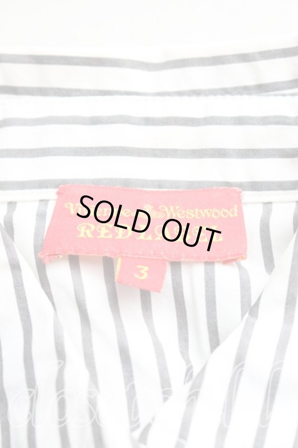 画像3: ヴィヴィアンウエストウッド 中古 / 重ネ着風ストライプシャツ 3（11号相当） 紺  H-25-12-28-025-bl-OD-ZH (3)