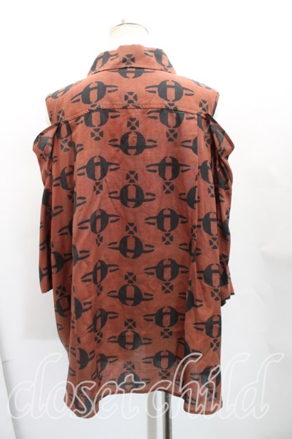 画像2: ヴィヴィアンウエストウッド 中古 / リヨセルMUD ORBプリントシャツ 00（ワンサイズ） 茶  H-25-12-28-026-bl-OD-ZH (2)