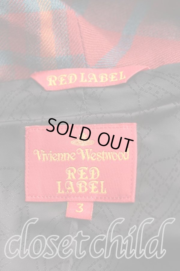 画像3: ヴィヴィアンウエストウッド 中古 / タータンチェックフロントアシメジャケット 3（11号相当） 赤  H-25-12-28-003-jc-OD-ZH (3)