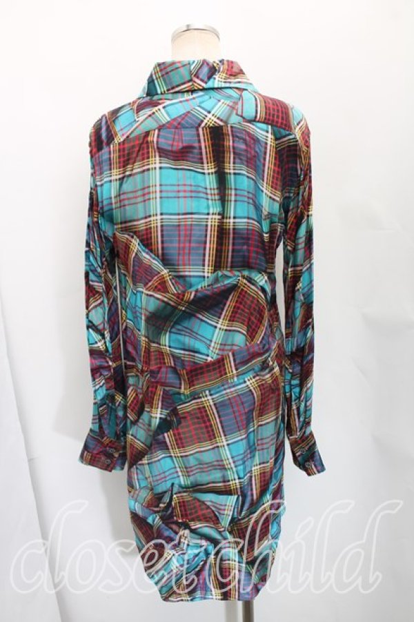 画像2: ヴィヴィアンウエストウッド 中古 / ハートタータンシャツドレス 38（7号相当） 青  H-25-12-28-027-bl-OD-ZH (2)