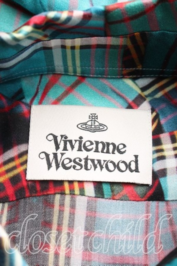 画像3: ヴィヴィアンウエストウッド 中古 / ハートタータンシャツドレス 38（7号相当） 青  H-25-12-28-027-bl-OD-ZH (3)