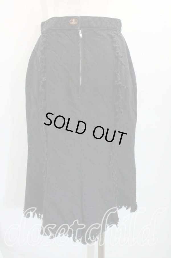 画像2: ヴィヴィアンウエストウッド 中古 / フリンジデニムスカート 3（11号相当） 黒  H-25-12-28-029-sk-OD-ZH (2)