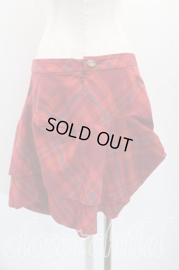 画像2: ヴィヴィアンウエストウッド 中古 / タータンチェックティアードスカート 3（11号相当） 赤  H-25-12-28-032-sk-OD-ZH (2)