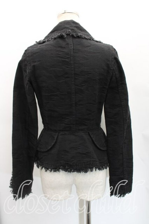 画像2: ヴィヴィアンウエストウッド 中古 / フリンジデニムジャケット 1（7号相当） 黒  H-25-12-28-005-jc-OD-ZH (2)