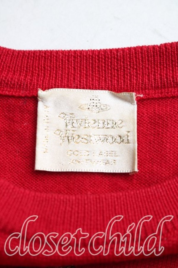 画像3: ヴィヴィアンウエストウッド 中古 / カラーオーブ刺繍半袖ニット L 赤  H-25-12-28-047-to-OD-ZH (3)