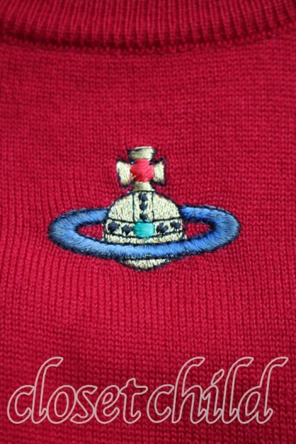 画像5: ヴィヴィアンウエストウッド 中古 / カラーオーブ刺繍半袖ニット L 赤  H-25-12-28-047-to-OD-ZH (5)