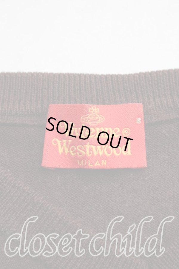 画像3: ヴィヴィアンウエストウッド 中古 / カラーオーブ刺繍Vネックニット L 茶  H-25-12-28-048-to-OD-ZH (3)