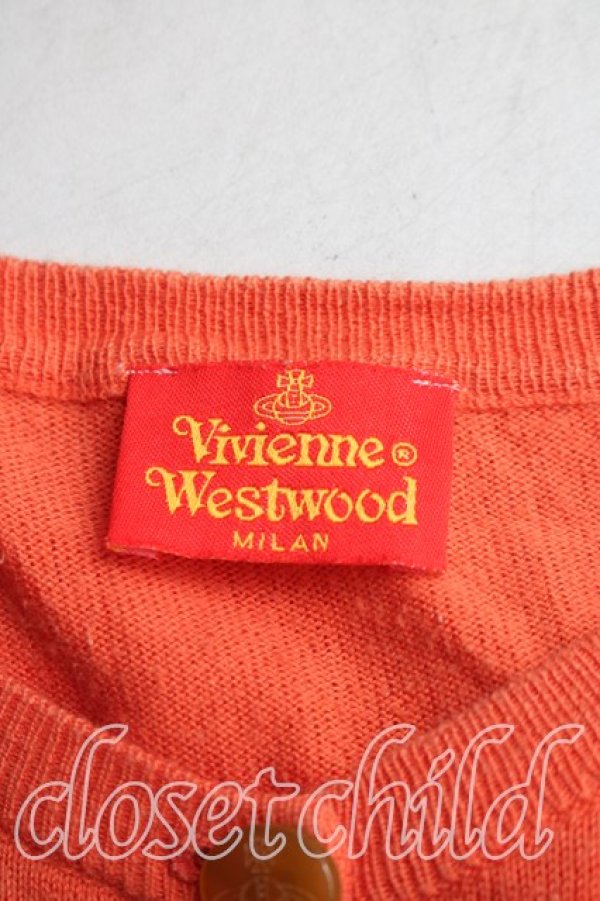 画像3: ヴィヴィアンウエストウッド 中古 / カラーオーブ刺繍カーディガン M オレンジ  H-25-12-28-049-to-OD-ZH (3)