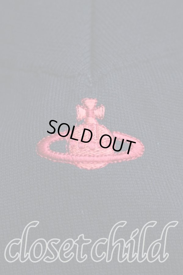 画像6: ヴィヴィアンウエストウッド 中古 / 単色オーブ刺繍Vネックニット 2（9号相当） 黒  H-25-12-28-055-to-OD-ZH (6)