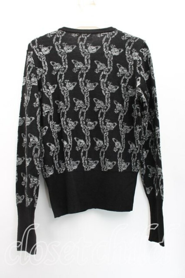 画像2: ヴィヴィアンウエストウッド 中古 / チェーンオーブカーディガン 2（9号相当） 黒  H-25-12-28-056-to-OD-ZH (2)