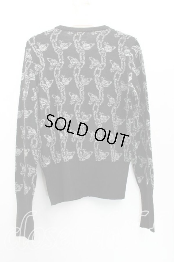 画像2: ヴィヴィアンウエストウッド 中古 / チェーンオーブカーディガン 2（9号相当） 黒  H-25-12-28-056-to-OD-ZH (2)