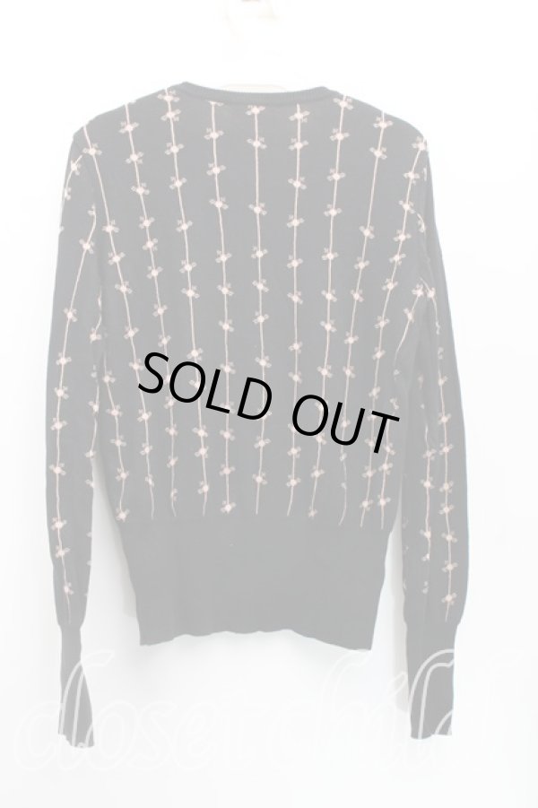 画像2: ヴィヴィアンウエストウッド 中古 / ストライプオーブ総柄カーディガン 2（9号相当） 黒  H-25-12-28-057-to-OD-ZH (2)