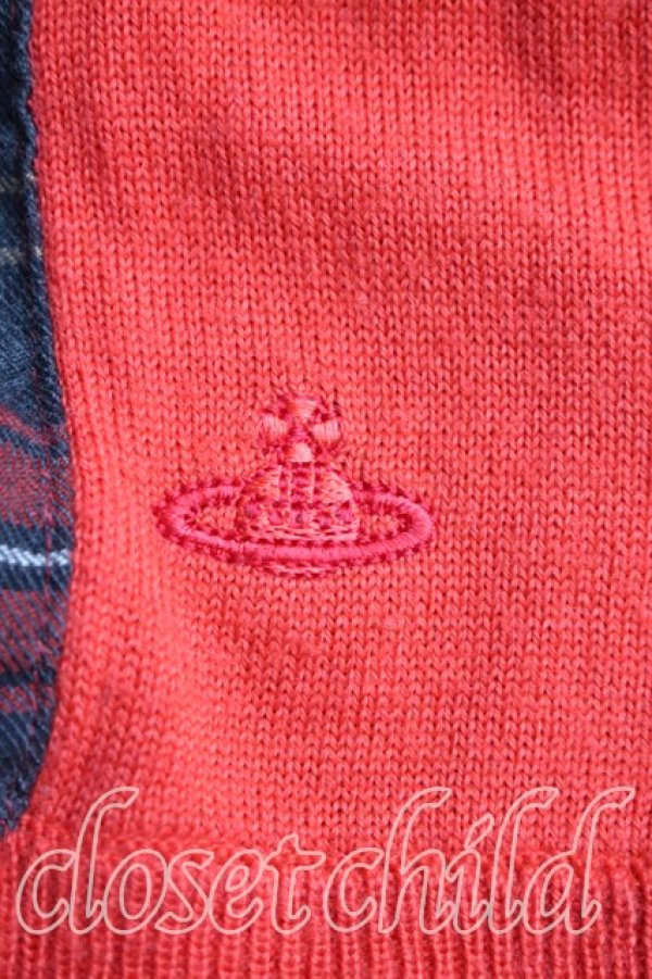 画像6: ヴィヴィアンウエストウッド 中古 / タータンチェック切替カーディガン 2（9号相当） オレンジ  H-25-12-28-063-to-OD-ZH (6)