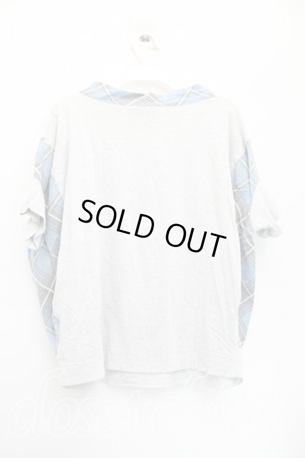 画像2: ヴィヴィアンウエストウッド 中古 / サマータータン切替半袖カットソー 2（9号相当） 灰ｘ青  H-25-12-28-064-to-OD-ZH (2)