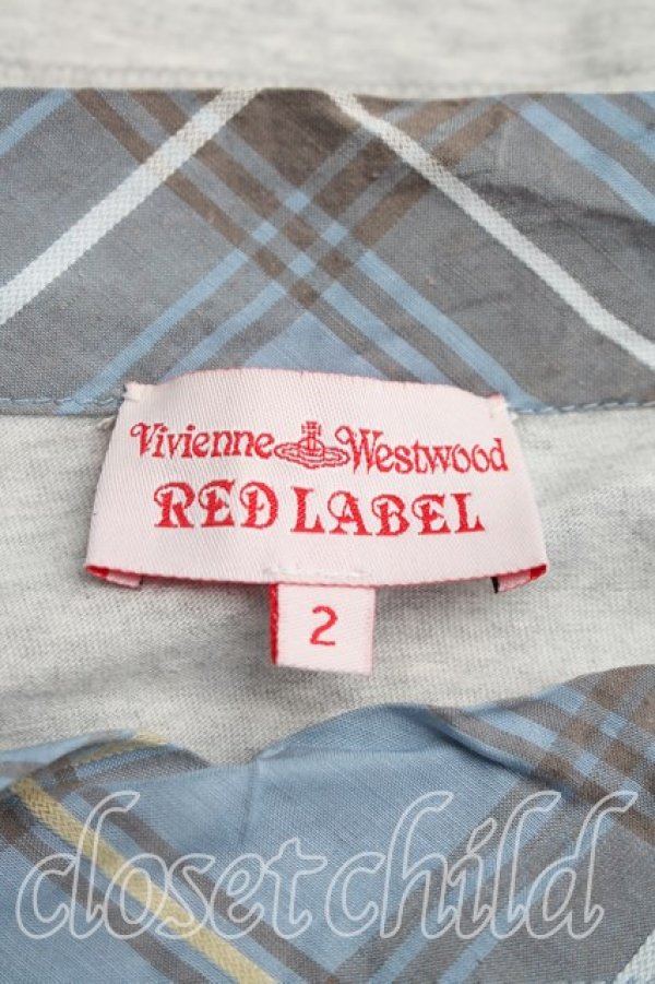 画像3: ヴィヴィアンウエストウッド 中古 / サマータータン切替半袖カットソー 2（9号相当） 灰ｘ青  H-25-12-28-064-to-OD-ZH (3)