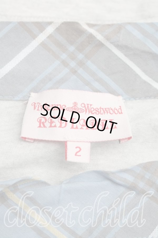 画像3: ヴィヴィアンウエストウッド 中古 / サマータータン切替半袖カットソー 2（9号相当） 灰ｘ青  H-25-12-28-064-to-OD-ZH (3)