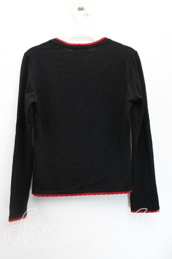 画像2: ヴィヴィアンウエストウッド 中古 / 単色オーブ刺繍カッティングカラーカーディガン 2（9号相当） 黒  H-25-12-28-066-to-OD-ZH (2)