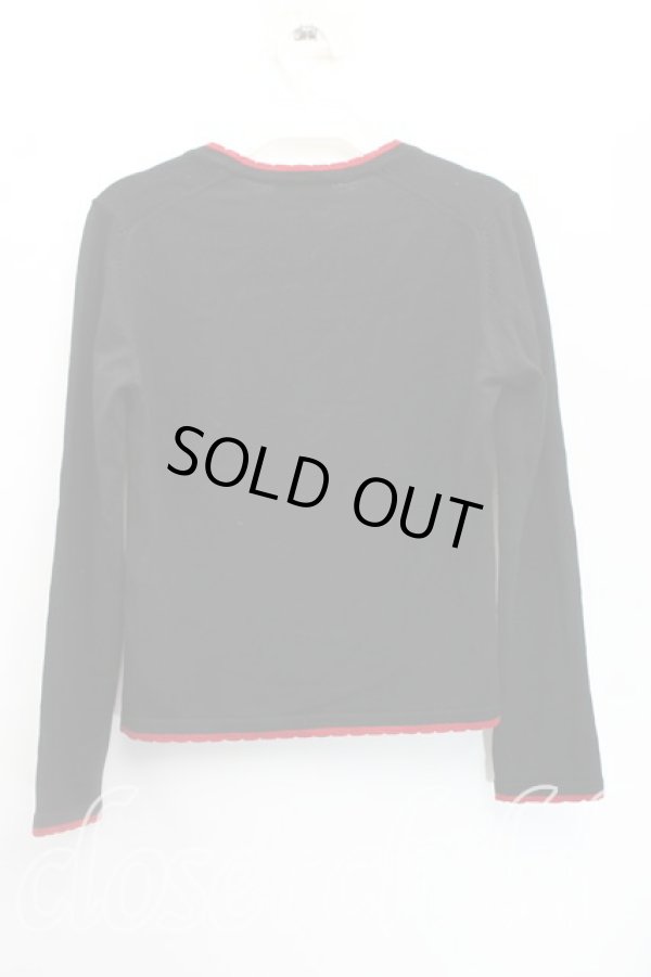 画像2: ヴィヴィアンウエストウッド 中古 / 単色オーブ刺繍カッティングカラーカーディガン 2（9号相当） 黒  H-25-12-28-066-to-OD-ZH (2)