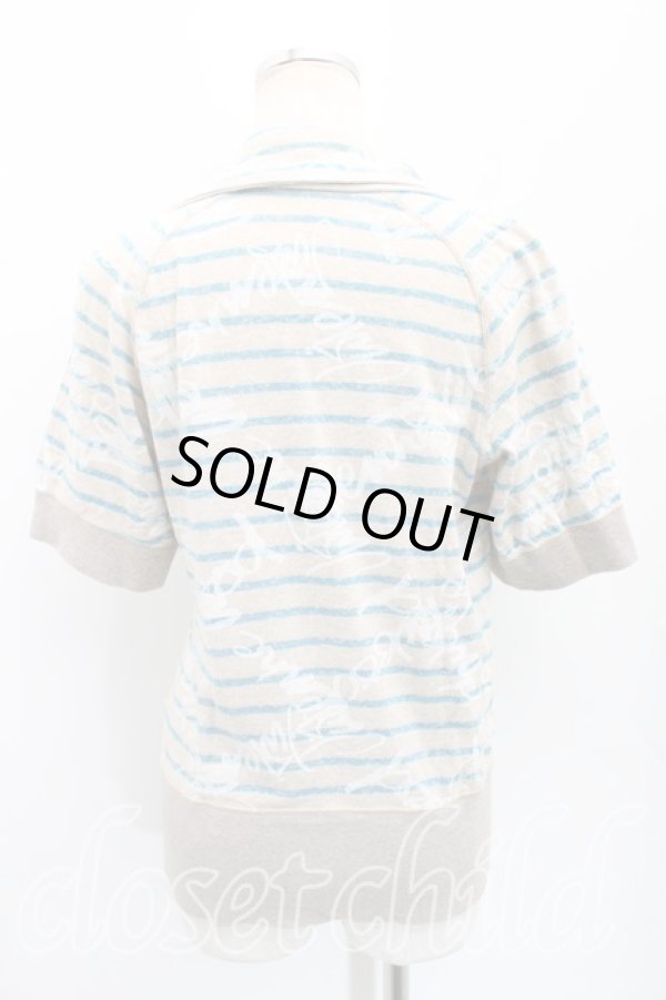 画像2: ヴィヴィアンウエストウッド 中古 / シグニチャーptジップパーカー 1（7号相当） ベージュｘ青  H-25-12-28-074-to-OD-ZH (2)