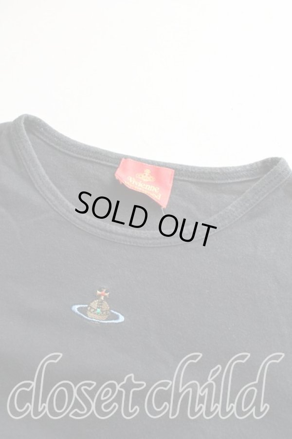 画像4: ヴィヴィアンウエストウッド 中古 / カラーオーブ刺繍カットソー  黒  H-25-12-28-075-to-OD-ZH (4)