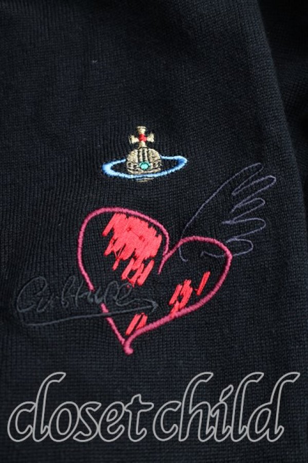 画像6: ヴィヴィアンウエストウッド 中古 / ウィングハート刺繍ニット M 黒  H-25-12-28-078-to-OD-ZH (6)