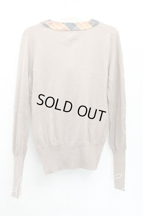 画像2: ヴィヴィアンウエストウッド 中古 / タータンチェック切替タイフロントカーディガン 2（9号相当） ベージュ  H-25-12-28-085-to-OD-ZH (2)