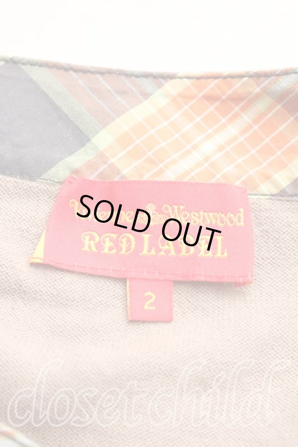 画像3: ヴィヴィアンウエストウッド 中古 / タータンチェック切替タイフロントカーディガン 2（9号相当） ベージュ  H-25-12-28-085-to-OD-ZH (3)