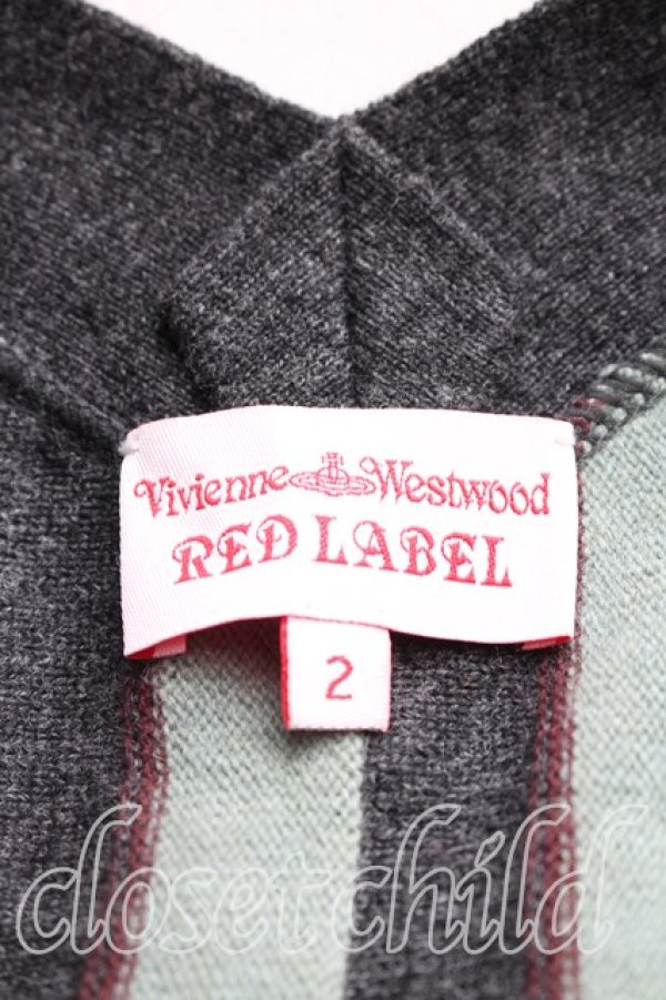 画像3: ヴィヴィアンウエストウッド 中古 / 単色オーブ刺繍ストライプカーディガン 2（9号相当） 灰ｘ緑  H-25-12-28-086-to-OD-ZH (3)