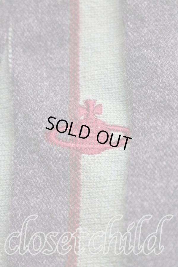 画像6: ヴィヴィアンウエストウッド 中古 / 単色オーブ刺繍ストライプカーディガン 2（9号相当） 灰ｘ緑  H-25-12-28-086-to-OD-ZH (6)