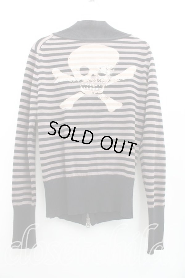 画像2: ヴィヴィアンウエストウッド 中古 / スカルptボーダージップカーディガン 1(7号相当) 黒×紫  H-25-12-28-091-to-IN-ZH (2)