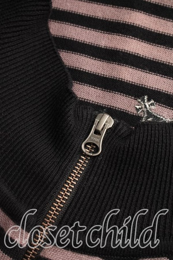 画像6: ヴィヴィアンウエストウッド 中古 / スカルptボーダージップカーディガン 1(7号相当) 黒×紫  H-25-12-28-091-to-IN-ZH (6)