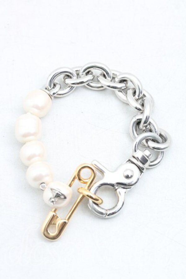 画像2: ヴィヴィアンウエストウッド 中古 / Claudeセーフティパールブレスレット  シルバーｘパール  H-25-12-28-094-ac-OD-ZH (2)