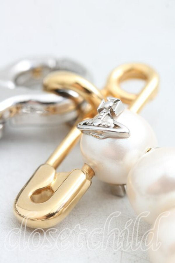 画像3: ヴィヴィアンウエストウッド 中古 / Claudeセーフティパールブレスレット  シルバーｘパール  H-25-12-28-094-ac-OD-ZH (3)