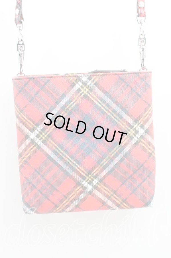 画像2: ヴィヴィアンウエストウッド 中古 / McANDY Tartanクロスボディスクエアバッグ  赤  H-25-12-28-100-ba-IN-ZH (2)