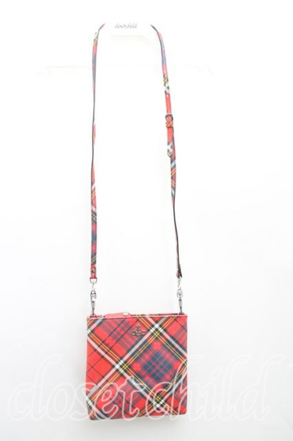 画像3: ヴィヴィアンウエストウッド 中古 / McANDY Tartanクロスボディスクエアバッグ  赤  H-25-12-28-100-ba-IN-ZH (3)