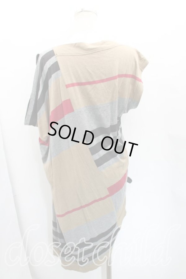 画像2: ヴィヴィアンウエストウッド 中古 / 単色オーブ刺繍サイドギャザーボーダーカットソーワンピ 2（9号相当） 茶  H-25-12-28-011-op-OD-ZH (2)