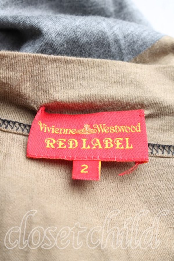 画像3: ヴィヴィアンウエストウッド 中古 / 単色オーブ刺繍サイドギャザーボーダーカットソーワンピ 2（9号相当） 茶  H-25-12-28-011-op-OD-ZH (3)