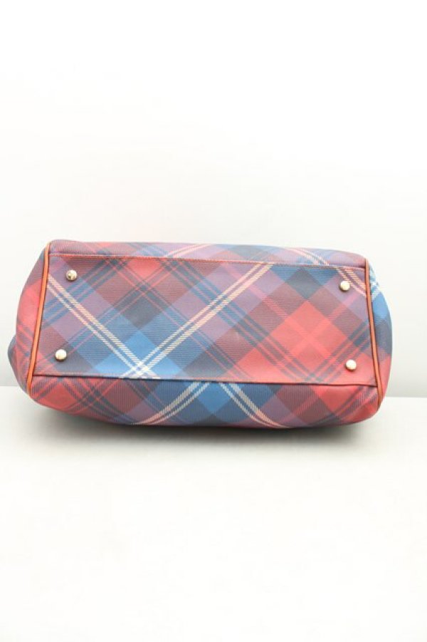 画像3: ヴィヴィアンウエストウッド 中古 / タータンチェックボストンバッグ  赤×青×茶  H-25-12-28-108-ba-IN-ZH (3)